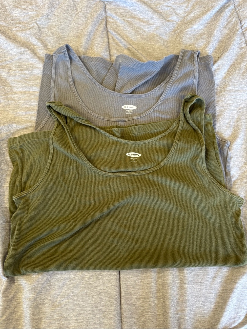 Old Navy Women's Ribbed Tank Tops — Olive & Gray Set
